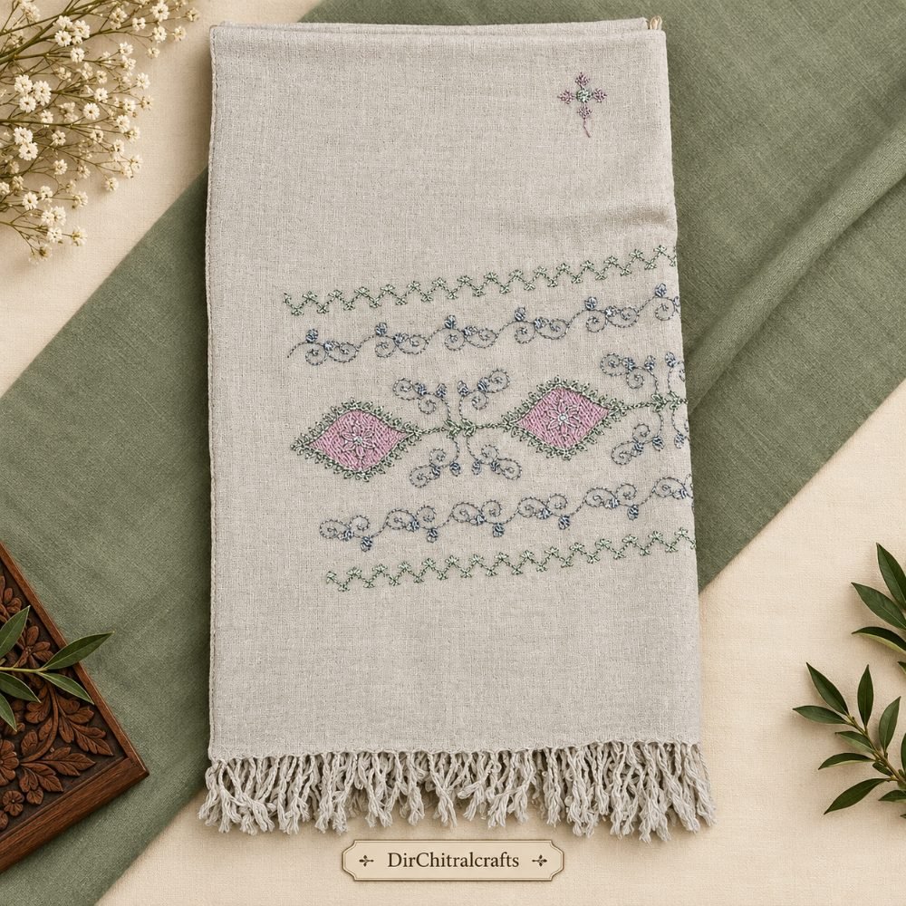 Pure woolen embroidery shawl